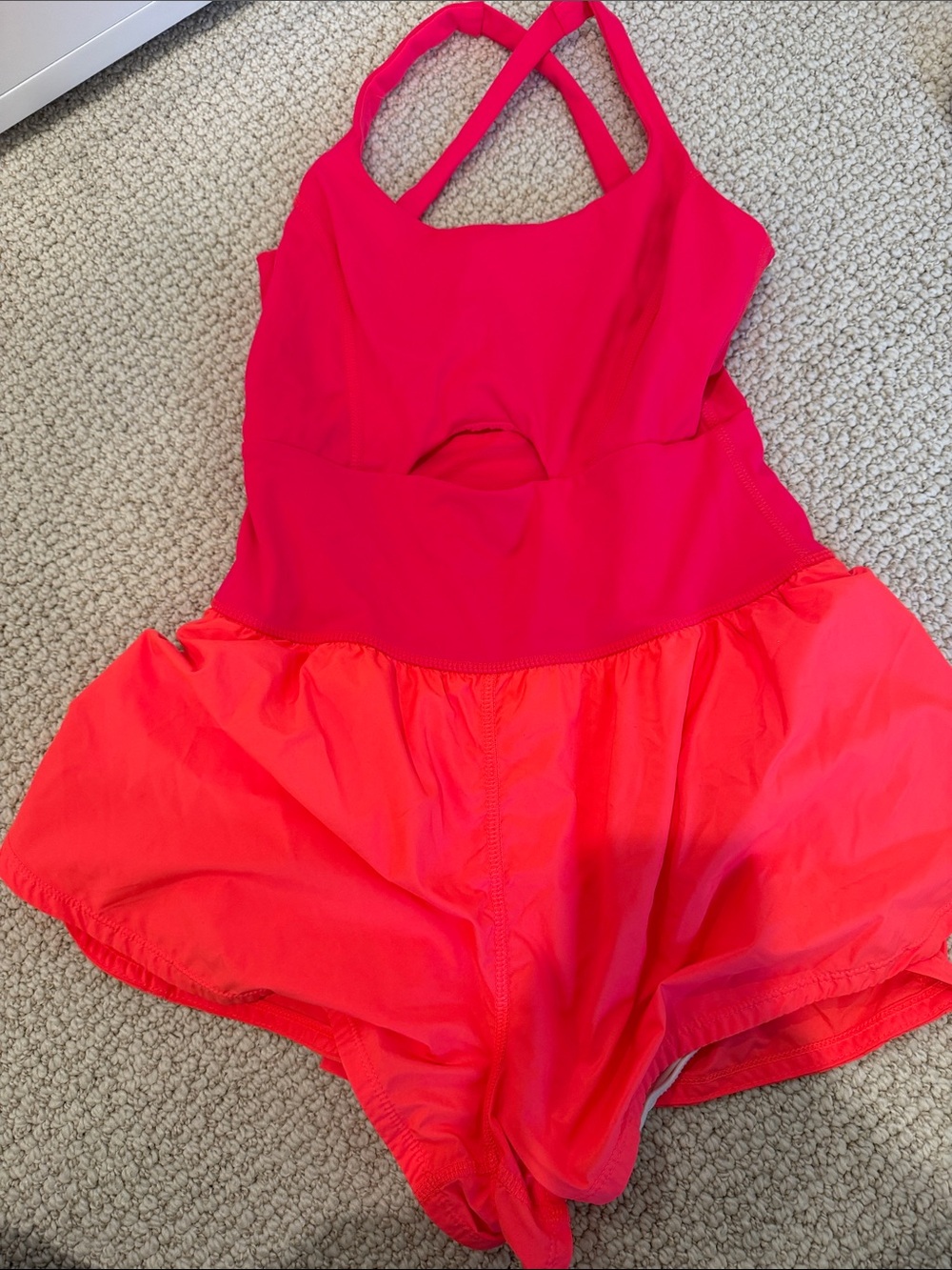 Free People Hot Pink and Coral Romper